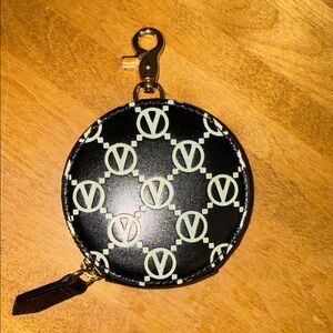 Valentino Black and Gold Patterned Coin Pouch